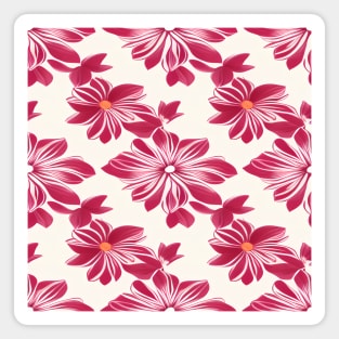 Pink and red floral pattern with light pale background Magnet